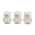 Three-piece flocked Siamese cat charms with silver metal rings for DIY jewelry making - Dirty Cat Style / 3 Pieces/Pack (2.7x1.8cm) / Cream White With Brown Details