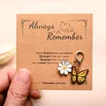 Daisy and butterfly enamel charms with gold clasp displayed on a kraft quote card - Yellow