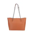 Borsa tote marrone caramello da donna con eleganti catene in metallo e manici in ecopelle - Giallo