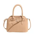 Beige draagtas met verticale geplooide textuur en verstelbare crossbody schouderband - Khaki Klein