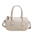 Chic cream white crossbody bag with vertical quilting and top handles for women - White
