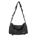 Minimalist black large capacity messenger bag with adjustable strap and MINGORILO logo - Black