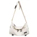 Minimalist off-white large capacity nylon crossbody bag with adjustable wide strap - Off White