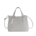 Elegante borsa a mano bianca in pelle PU intrecciata con doppi manici e tracolla sottile - Bianco