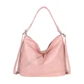 Borsa tote vintage rosa in finta pelle lucida con elegante tasca diagonale con cerniera - Rosa