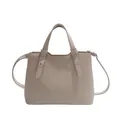 Borsa tote beige con trama intrecciata, manici e tracolla regolabile - Cachi