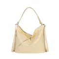 Grande borsa tote giallo crema in pelle sintetica con dettaglio cerniera diagonale - Giallo