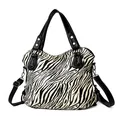 Borsa tote zebrata con manici neri e tracolla regolabile per uso quotidiano donna - Zebra Print