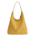 Sac fourre-tout vintage jaune gingembre avec texture suédée et grande capacité - Jaune