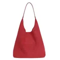 Sac hobo minimaliste en daim rouge avec grand intérieur et finition mate douce - Rouge