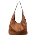 Braune Hobo-Schultertasche aus Wildlederimitat mit verstellbarem Lederriemen - Braun