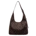 Hobo Schultertasche mit Leopardenmuster und verstellbarem braunem Lederriemen im Korea-Stil - Leopardenmuster