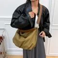 Bolso tote de lona verde oliva de gran capacidad con correas marrones para uso casual - Verde
