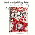 Valentinstag Gartenfahne mit Gnomen und Herzbaum Motiv in 31x46 cm Format für den Garten - Gartenflagge „kobold“ Für Paare (fahnenmast Nicht Im Lieferumfang Enthalten)