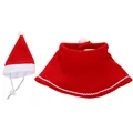 Capa y gorro de Navidad para mascotas hechos de vellón rojo para perros y gatos - Conjunto de Capa de Navidad para Mascotas (L-SD02) / Set de dos piezas / Rojo Blanco