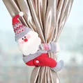 Christmas Santa Claus curtain buckle with red knitted hat and plush beard on gold curtains - Santa Claus Style (J-JY29)