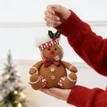 Plush Gingerbread Man Christmas ornament with chef hat and red plaid scarf decoration - Male Gingerbread Man Doll (Chef Hat)