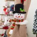 Christmas snowman curtain buckle tieback made of plush white material with striped scarf - White Snowman