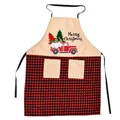 Christmas apron with red truck design, plaid patterns and Merry Christmas text - Red Truck Style (F-W215)