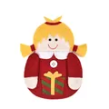 Bambola di Natale in feltro fatta a mano con treccine bionde e vestito rosso con regali - Stile Ragazza (J-CZ38)