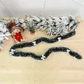 Guirnalda de Navidad verde oscuro con puntas blancas y lazos plateados para decoro festivo - 5 Lazos / Verde Oscuro (Con 5 Lazos Plateados)