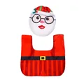 Christmas Santa toilet cover and rug set made of soft red flannel for festive bathroom decor - Glasses Santa Claus Toilet Cover (L-SD06)