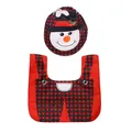 Funda de asiento de inodoro de nieve navideña y alfombra a cuadros rojos y negros - Funda de Inodoro de Muñeco de Nieve Animado (L-SD08)