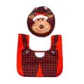Juego de funda para inodoro navideño con cuadros rojos y negros y diseño de reno - Funda de Inodoro de Reno Animado (L-SD07)