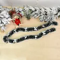 Guirlande de Noël verte avec nœuds argentés et pochette cadeau festive en lin naturel - Guirlande de Noël avec 10 Nœuds Argentés