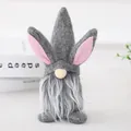 Easter gnome plush in gray and pink with rabbit ears and long white beard decor - Small Gray Style (L-FH65)
