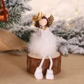 Cute white Christmas angel figurine with golden wings and star for tree decor - Gold Angel Sitting A Star (K-TS108)