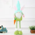 Poupée gnome de Pâques en peluche avec oreilles de lapin et jambes rayées - Poupée de Carotte Lapin Debout Verte