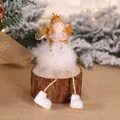 Cute white angel ornament with golden crown and feather skirt for Christmas - Gold Angel Sitting A Heart (K-TS110)