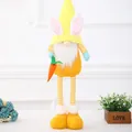 Nain de Pâques en peluche avec oreilles de lapin carotte et longues jambes rayées - Poupée de Carotte Lapin Debout Jaune