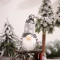 Gnome de Noël avec bonnet en tricot gris et corps transparent sur support métal - Gris