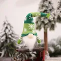 Pot à bonbons gnome de Noël avec chapeau vert tricoté et barbe blanche - Vert