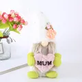 Plush Mother's Day gnome doll with white hat and pink heart embroidered with MUM - White Hat MUM Heart Style Female