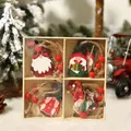Set de 4 adornos de gnomos navideños de madera en una caja para decoración festiva - Estilo A Colección Gnomos Cuatro Rejillas (Q-G29)