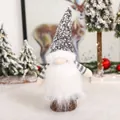 Christmas gnome doll with grey sequin hat and glowing LED light holiday decoration - Gray Sequin Hat Gnome Ornament / Gray
