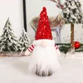 Handmade plush Christmas gnome with red sequined hat and striped sleeves for holiday decor - Red Sequin Hat Gnome Ornament / Red