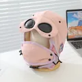 Detail der rosa Wintermütze mit Fliegerbrille und abnehmbarer Gesichtsmaske für Kinder - 3-8 Jahre / Rosa