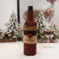 Knitted reindeer Christmas wine bottle cover with 3D antlers and plush faux fur trim - Reindeer Knitted Cover