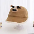 Dettaglio cappello alla pescatora bimbo in velluto marrone con bordo in pile bianco - Neonato (2-5 Anni) / Caffè Chiaro