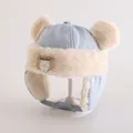 Detail of winter trapper hat for kids with soft faux fur lining and bear ears - Toddlers 1-3 Years / Sky Blue