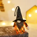 Glow Halloween gnome with spider web hat and orange-black plaid pattern body - Model B Orange Black Grid Body Spider Web Hat (X-Y06)
