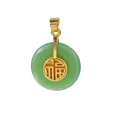 Gold-plated jade chalcedony Maitreya Buddha pendant with intricate sparkling diamond accents - Safety Buckle / 10 Pieces Pack / Dark Green