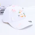 White rabbit cartoon baseball cap with cute pink patches and carrot 3D decorations - One Size (48-56CM) / White