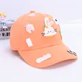 Kids orange baseball cap with 3D cartoon bunny rabbit and cute letter patches - One Size (48-56CM) / Orange