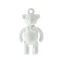 Detailed macro of a matte light blue alloy bear pendant with a 3D bow for DIY jewelry crafts - White