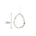 Regenbogen-Handykette mit bunten Herzen und weißen Scheiben, 13 cm Länge - Mehrfarbige Herz Polymer-Ton Perlen Handykette / 13cm